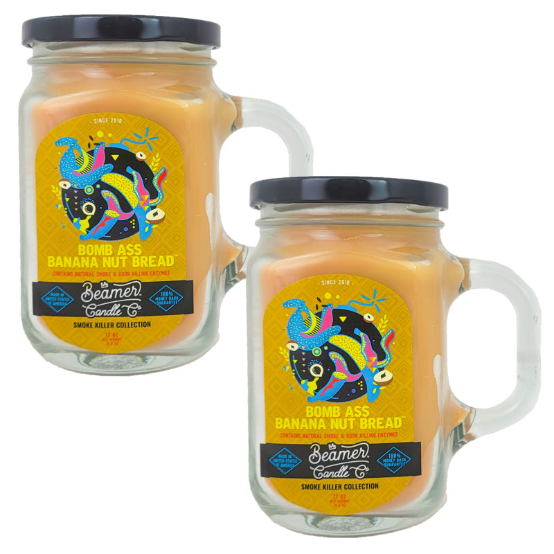 Bomb A$$ Banana Nut Bread 5" Glass Jar Candle, 12oz Smoke Killer Collection, by Beamer Candle Co