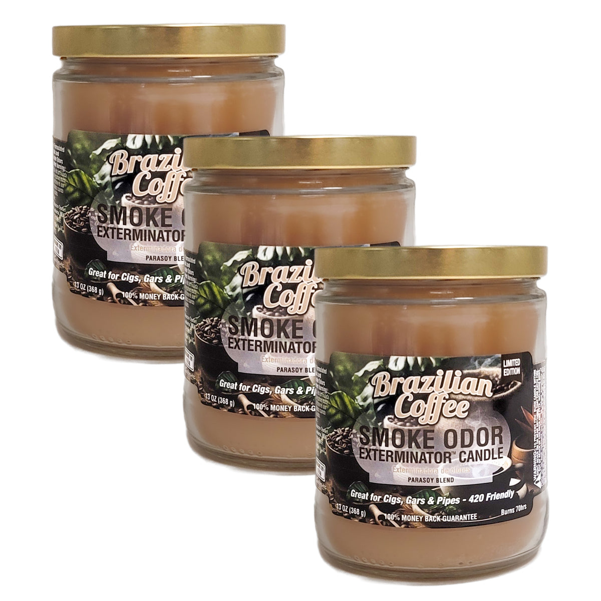 Brazilian Coffee 4" Odor Exterminator Glass Jar Candle 13oz
