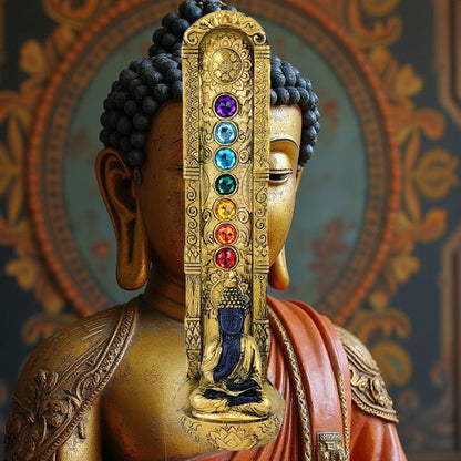 Buddha 9" Polystone Gold-Color Incense Burner & Ash Catcher