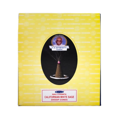 Satya Nag Champa Incense Cones, 12-Cone Packs, Californian White Sage