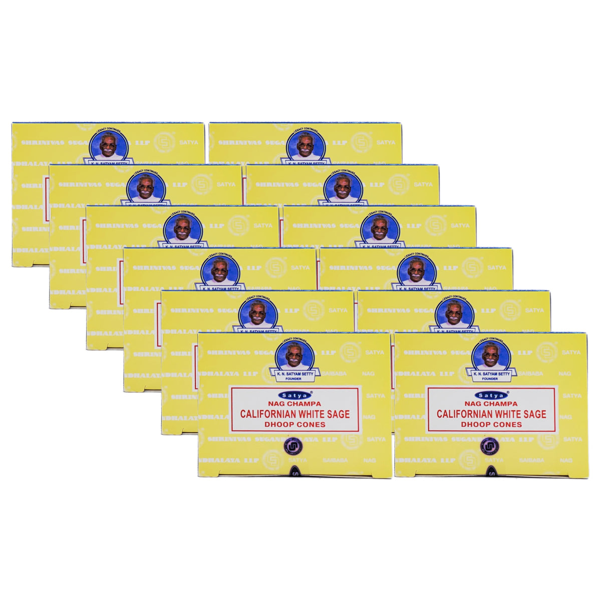 Satya Nag Champa Incense Cones, 12-Cone Packs, Californian White Sage