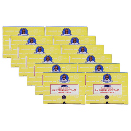 Satya Nag Champa Incense Cones, 12-Cone Packs, Californian White Sage