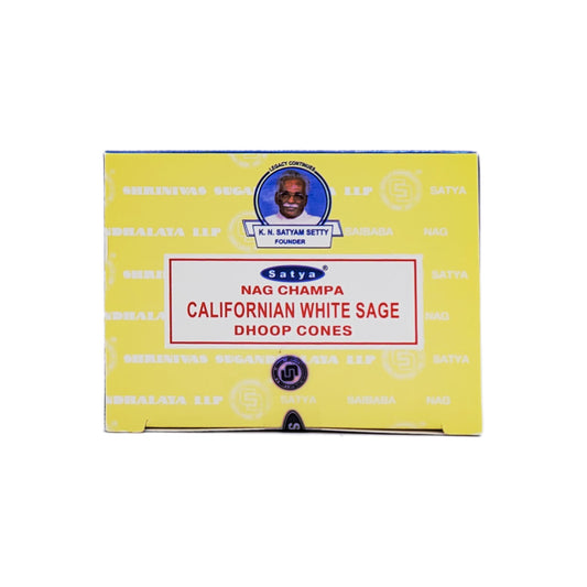 Satya Nag Champa Incense Cones, 12-Cone Packs, Californian White Sage