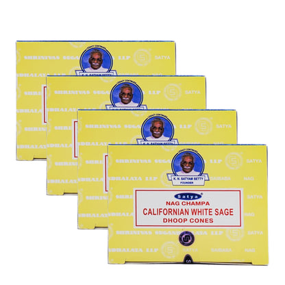 Satya Nag Champa Incense Cones, 12-Cone Packs, Californian White Sage