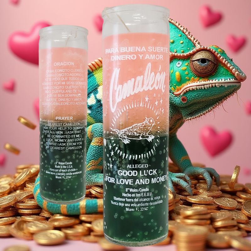 7 Day Candle, Chameleon (Pink/Green)