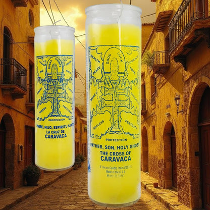 7 Day Candle, The Cross of Caravaca (Yellow)