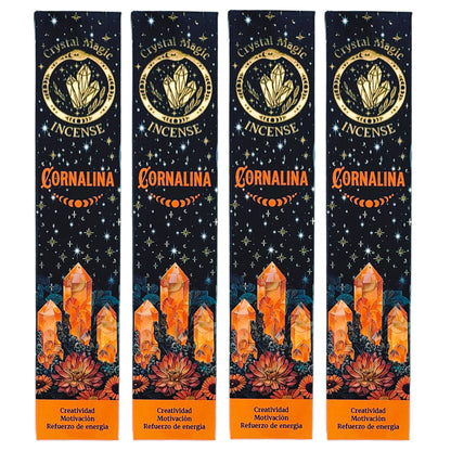 Carnelian 15g 8" Incense Pack + Crystals, by Crystal Magic Incense