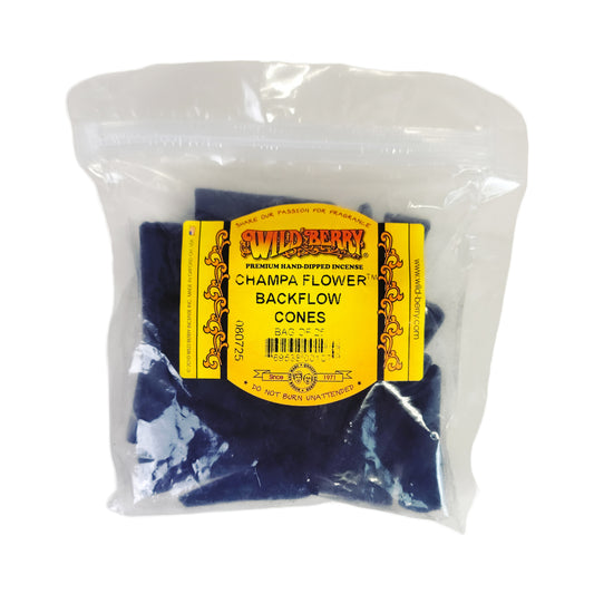 Backflow Champa Flower Wild Berry Incense Cones, 25ct Packs