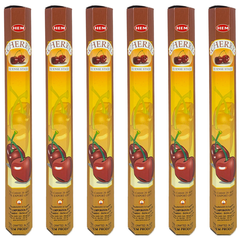 HEM Incense Sticks 20-Stick Hex Packs, Cherry