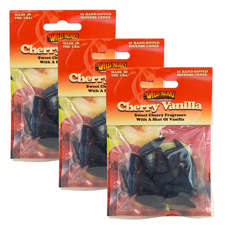 Cherry Vanilla Wild Berry Incense Cones, 15ct Packs