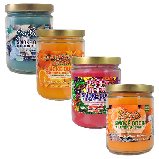 4-PACK "Citrus Burst" SAMPLER #TOPC3, Odor Exterminator 4" Glass Jar Candles, 13oz