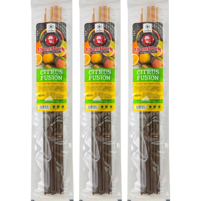 Citrus Fusion Scent 10.5" Blunt Black Incense, 12-Stick Pack