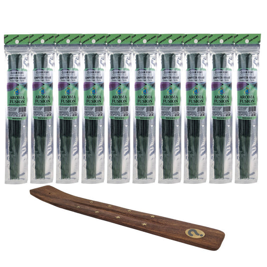 10-Pack + Incense Holder Set: Aroma Fusion Clean Home 11" Incense Sticks