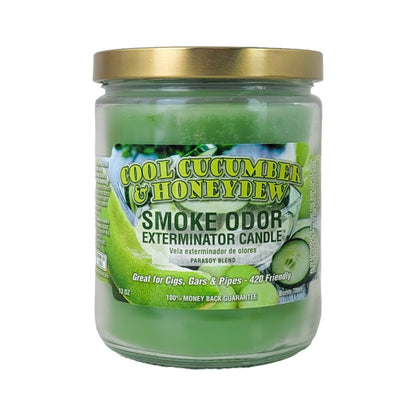 Cool Cucumber & Honeydew 4" Odor Exterminator Glass Jar Candle 13oz