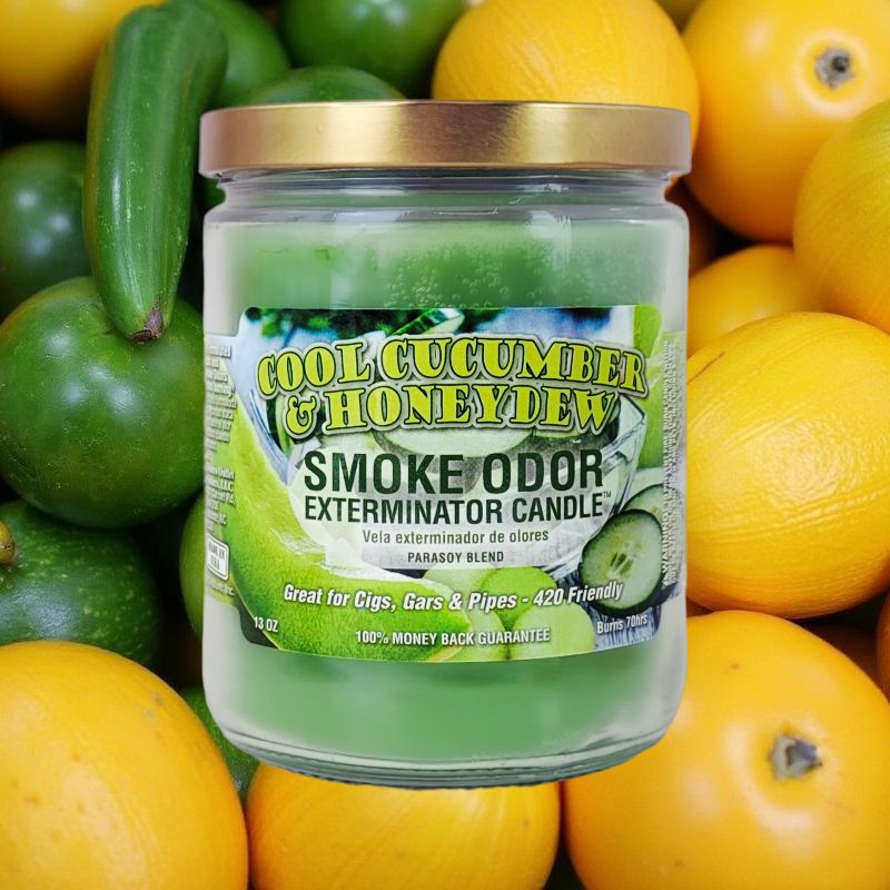 Cool Cucumber & Honeydew 4" Odor Exterminator Glass Jar Candle 13oz