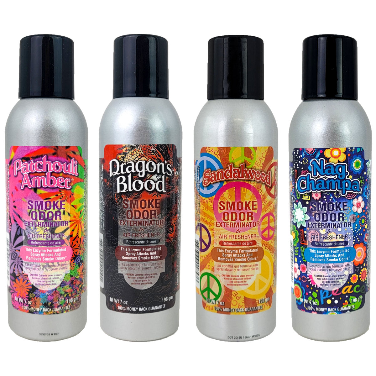 4-PACK "Earthy Delights" SAMPLER, 7oz Smoke Odor Exterminator Spray Aerosol Can, by Tobacco Outlet Products