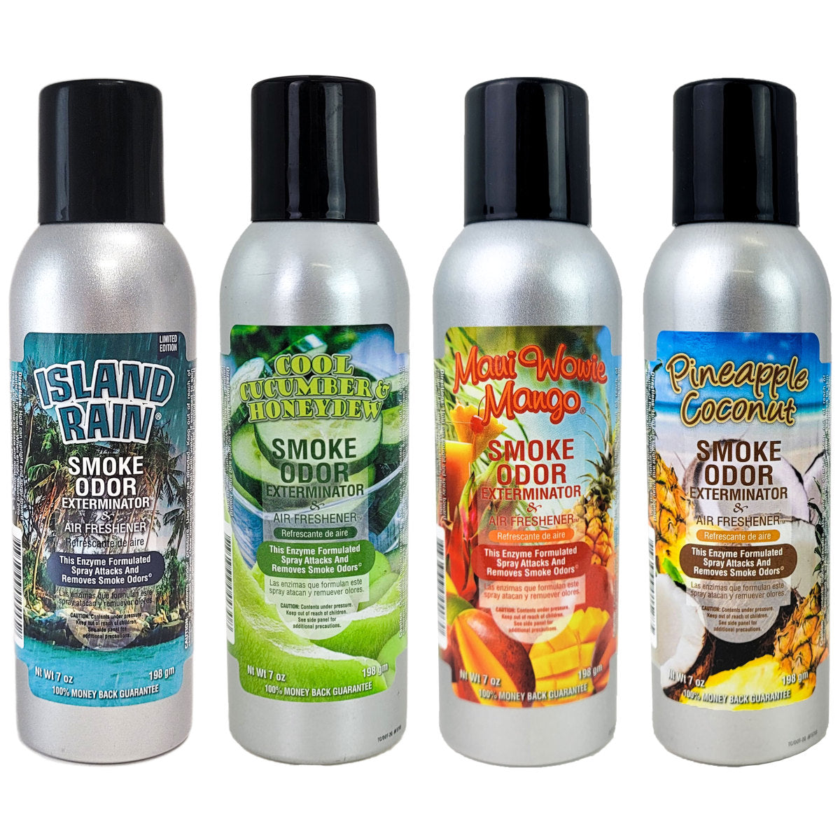 4-PACK "Tropical Escape" SAMPLER, 7oz Smoke Odor Exterminator Spray Aerosol Can, by Tobacco Outlet Products
