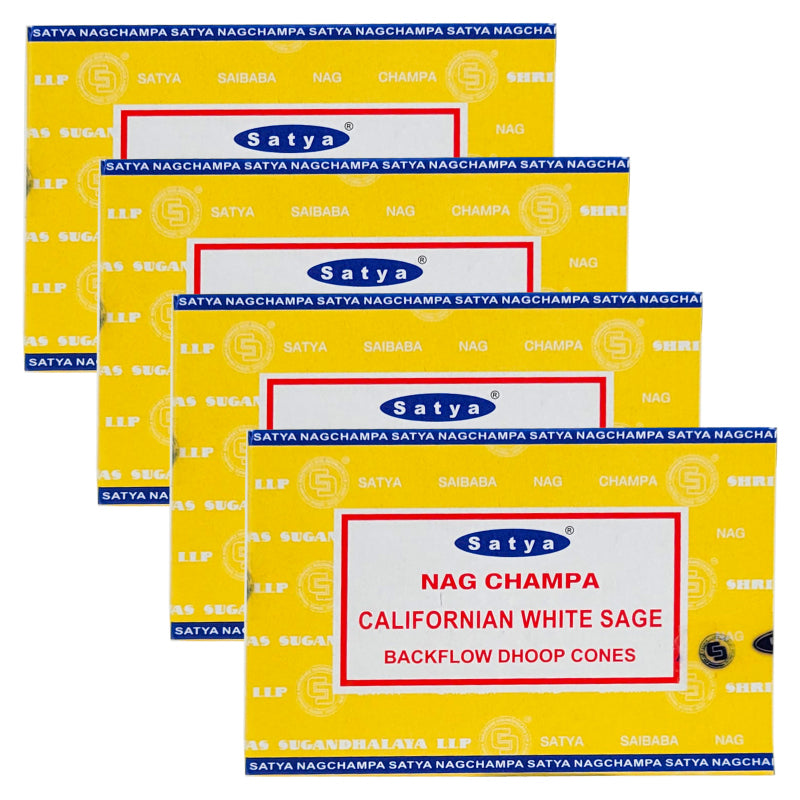 Californian White Sage Backflow Dhoop Incense Cones, Box of 10 Cones, by Satya