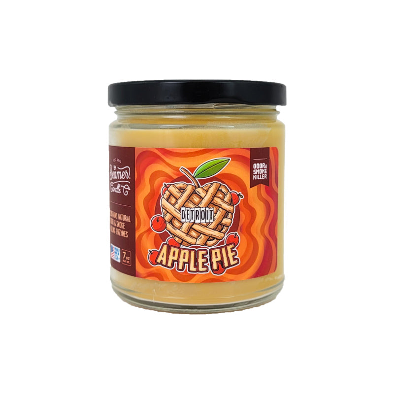 3.5" Detroit Apple Pie Glass Jar Candle, 7oz Odor & Smoke Killer, by Beamer Candle Co
