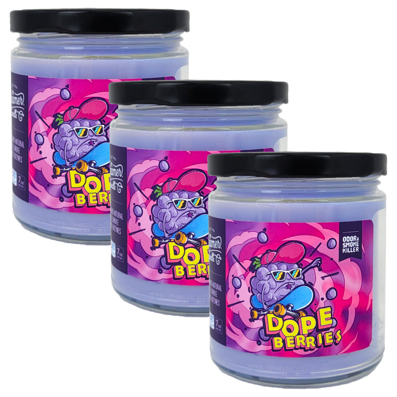 3.5" Dope Berries Glass Jar Candle, 7oz Odor & Smoke Killer, by Beamer Candle Co