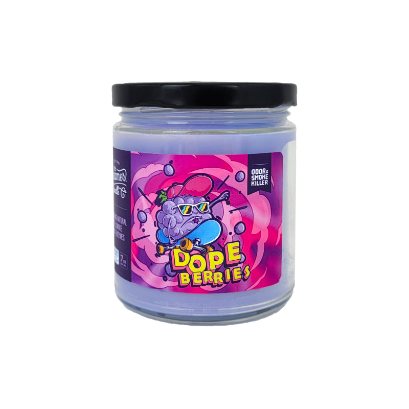 3.5" Dope Berries Glass Jar Candle, 7oz Odor & Smoke Killer, by Beamer Candle Co