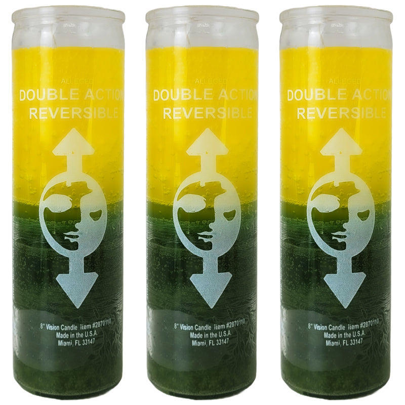 7 Day Candle, Double Action Reversible Green/Yellow