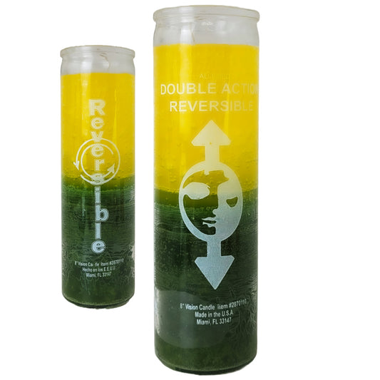 7 Day Candle, Double Action Reversible Green/Yellow