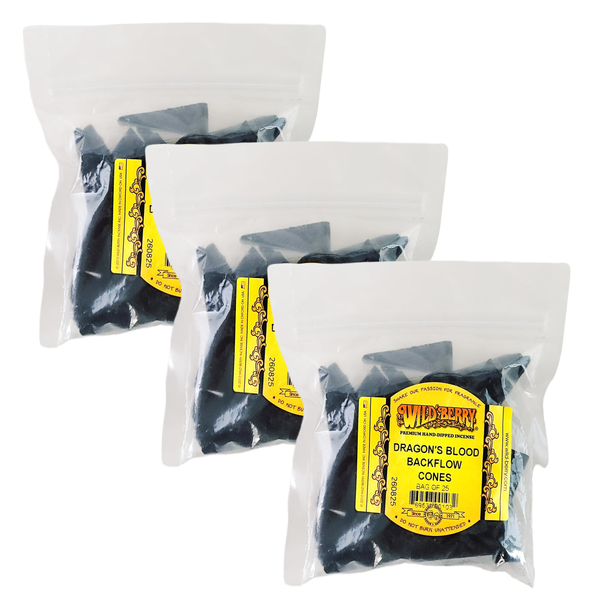 Backflow Dragon's Blood Wild Berry Incense Cones, 25ct Packs