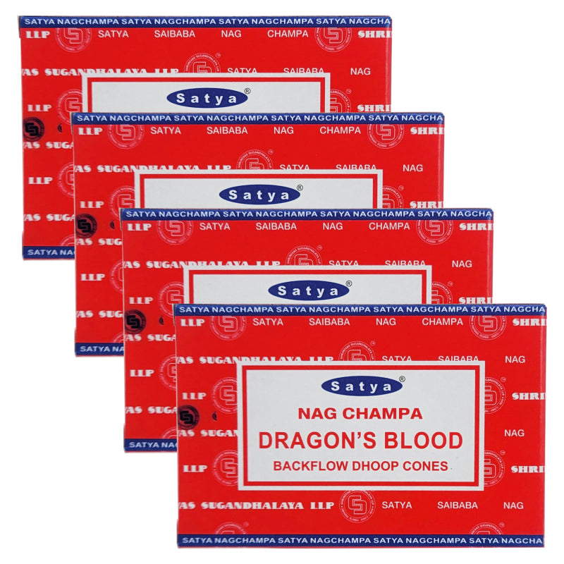Dragon's Blood Backflow Dhoop Incense Cones, Box of 10 Cones, by Satya