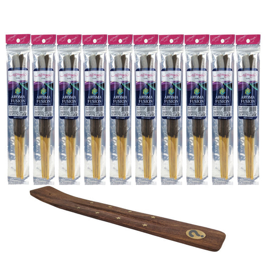 10-Pack + Incense Holder Set: Aroma Fusion E.H. TYPE 11" Incense Sticks