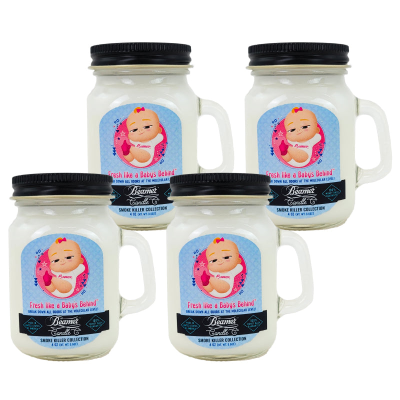 MINI 3" Fresh Like A Baby's Behind Jar Candle, 4oz Odor & Smoke Killer, by Beamer Candle Co