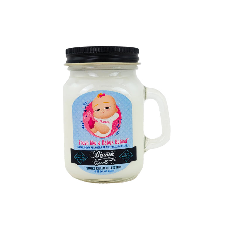 MINI 3" Fresh Like A Baby's Behind Jar Candle, 4oz Odor & Smoke Killer, by Beamer Candle Co