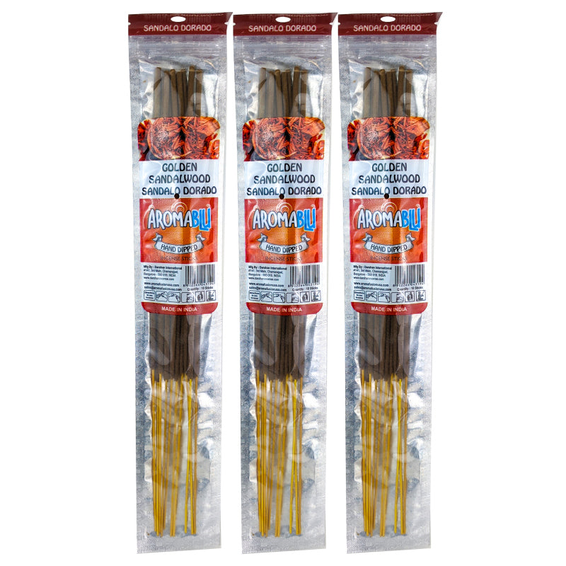 AromaBlu Hand Dipped 11" Incense Sticks, Golden Sandalwood Scent