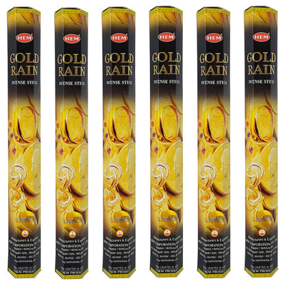 HEM Incense Sticks 20-Stick Hex Packs, Gold Rain