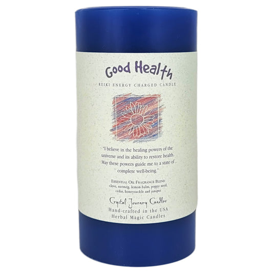 6" Reiki Charged Herbal Pillar Candle, Good Health Scent