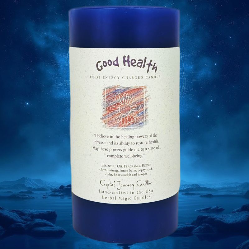 6" Reiki Charged Herbal Pillar Candle, Good Health Scent