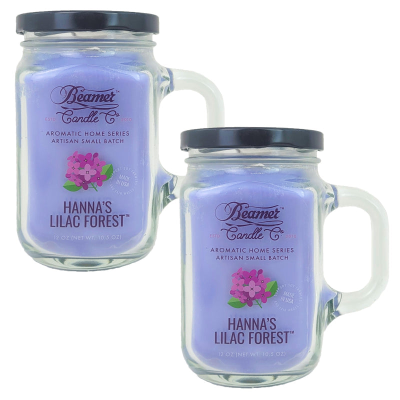 Hanna's Lilac Forest 5" Glass Jar Candle, 12oz Aromatic Home Series, by Beamer Candle Co