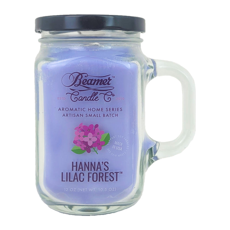Hanna's Lilac Forest 5" Glass Jar Candle, 12oz Aromatic Home Series, by Beamer Candle Co