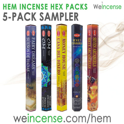 5-PACK SAMPLER 1, HEM Incense Sticks 20-Stick Hex Packs