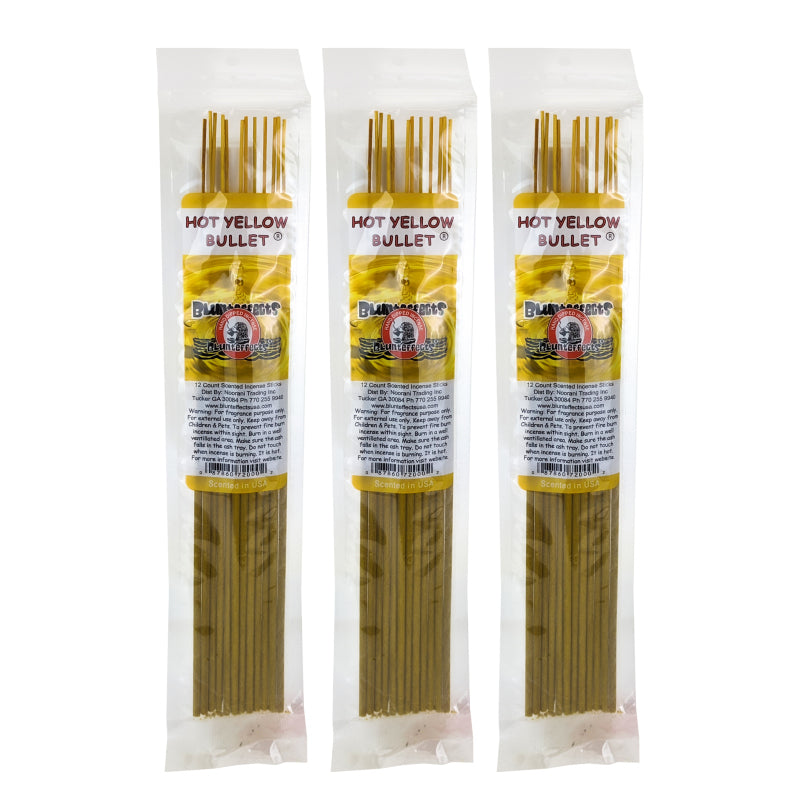 10.5" BluntEffects Incense Fragrance Wands, 12-Pack Hot Yellow Bullet Scent