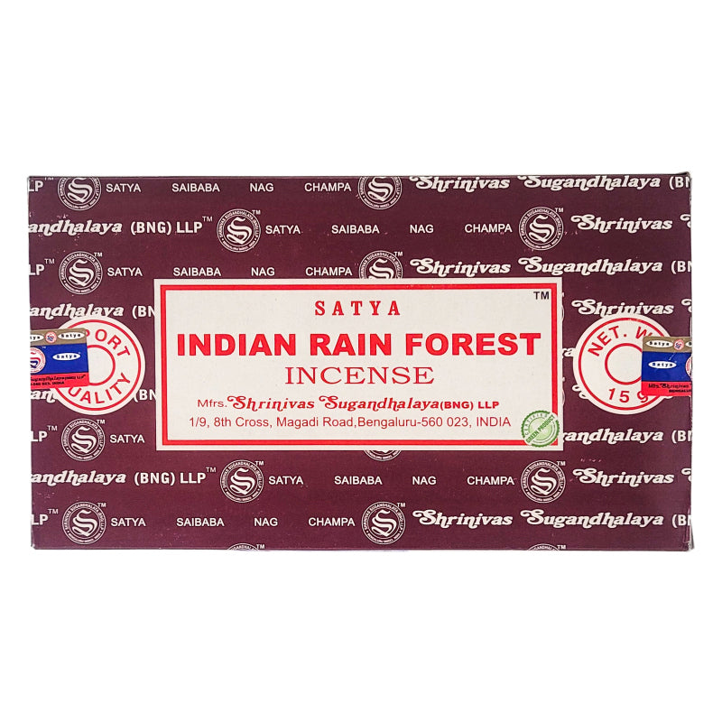 Indian Rain Forest Scent Incense Sticks by Satya BNG, 15g Packs