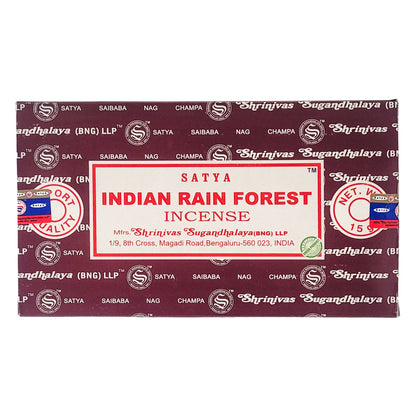 Indian Rain Forest Scent Incense Sticks by Satya BNG, 15g Packs