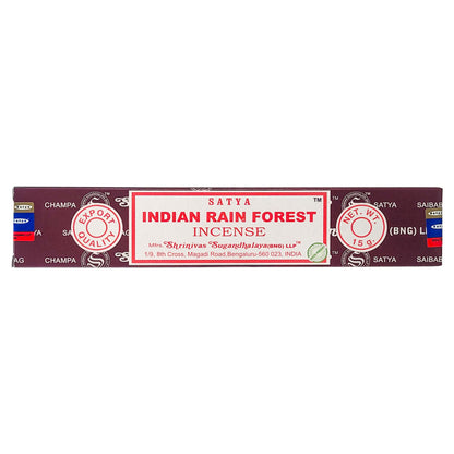 Indian Rain Forest Scent Incense Sticks by Satya BNG, 15g Packs