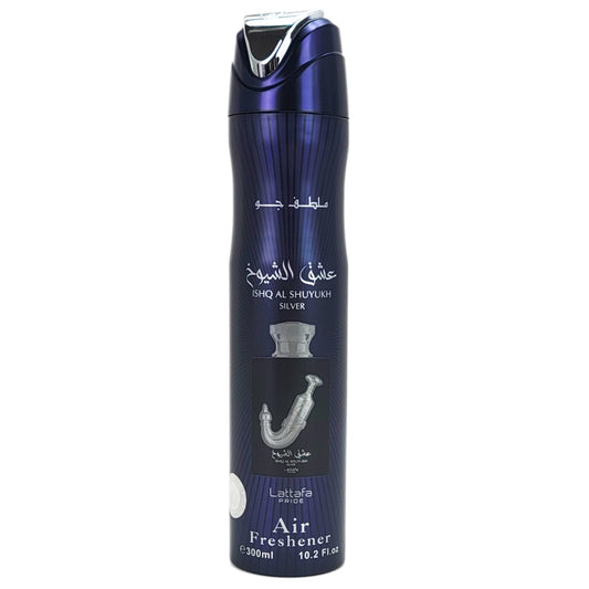 Ishq Al Shuyukh Silver Aerosol Air Freshener Spray, 300ml, by Lattafa