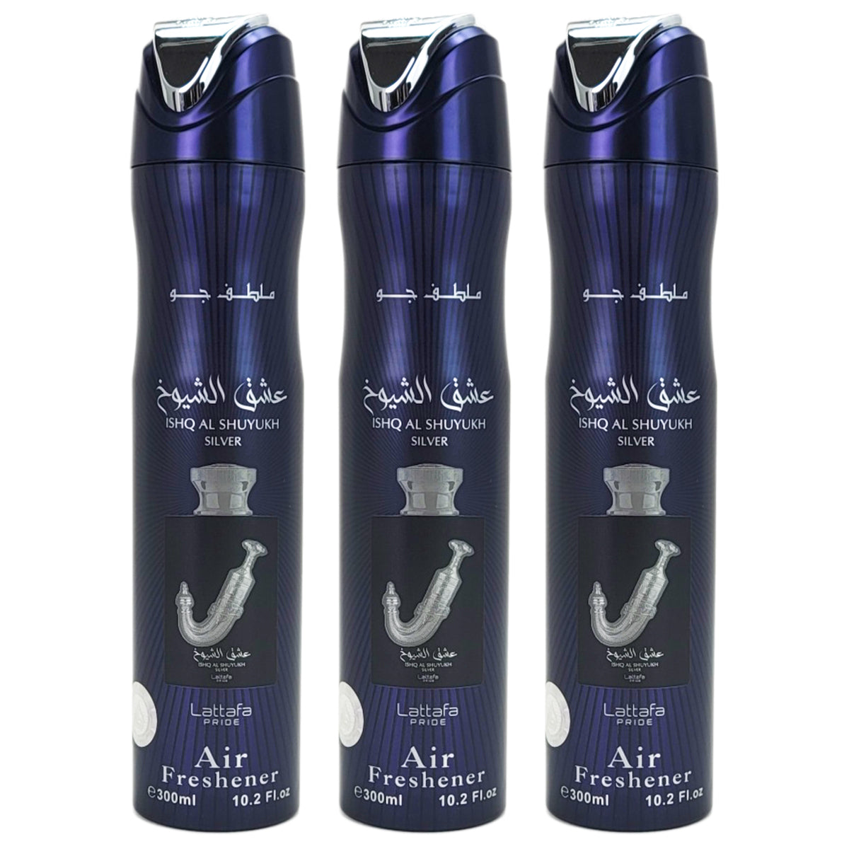 Ishq Al Shuyukh Silver Aerosol Air Freshener Spray, 300ml, by Lattafa