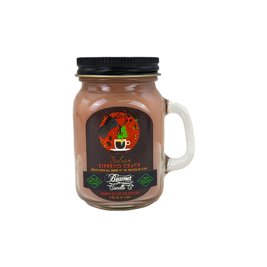 MINI 3" Italian Espresso Crack Jar Candle, 4oz Odor & Smoke Killer, by Beamer Candle Co