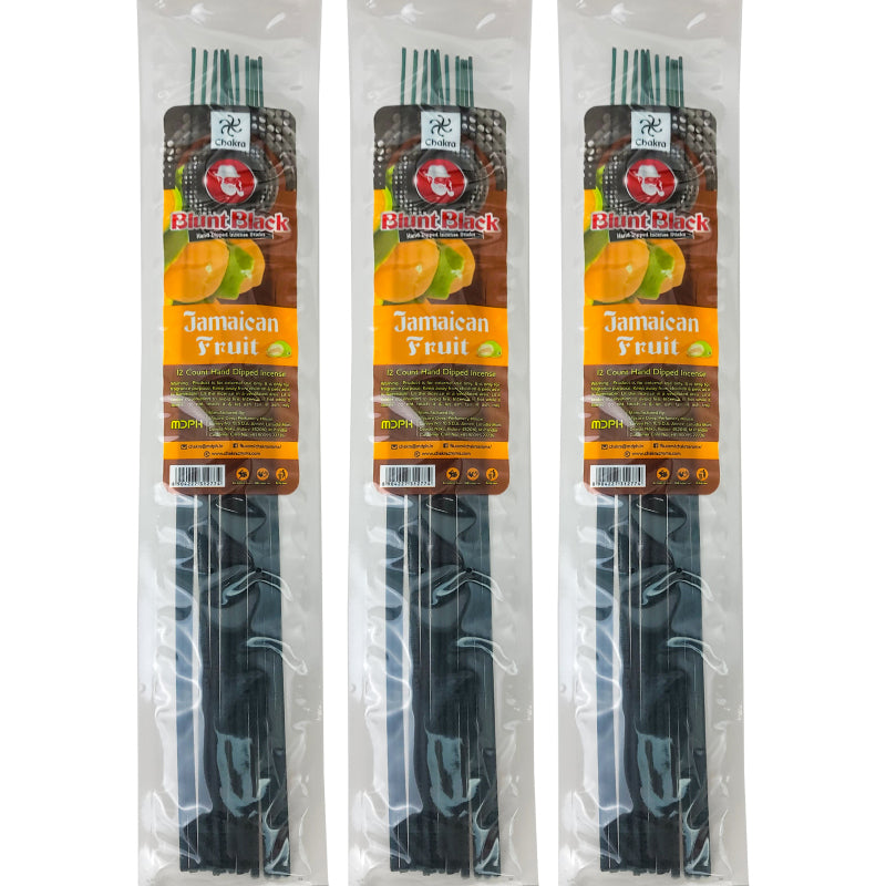 Jamaican Fruit Scent 10.5" Blunt Black Incense, 12-Stick Pack
