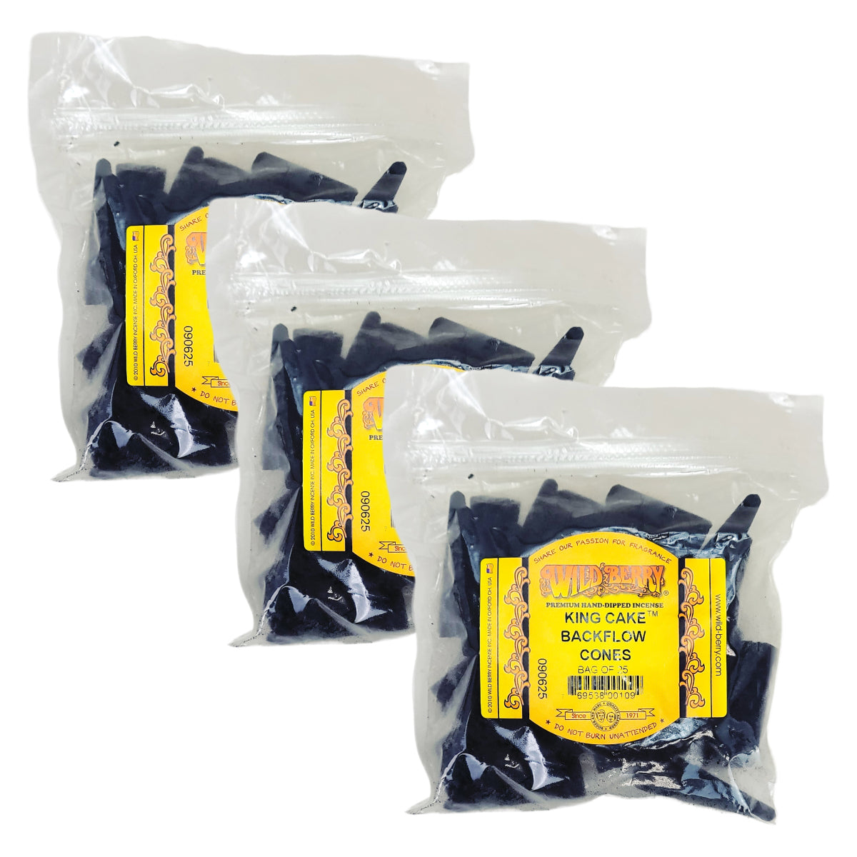 Backflow King Cake Wild Berry Incense Cones, 25ct Packs