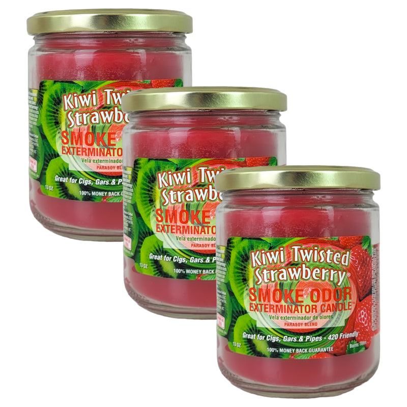 Kiwi Twisted Strawberry 4" Odor Exterminator Glass Jar Candle 13oz