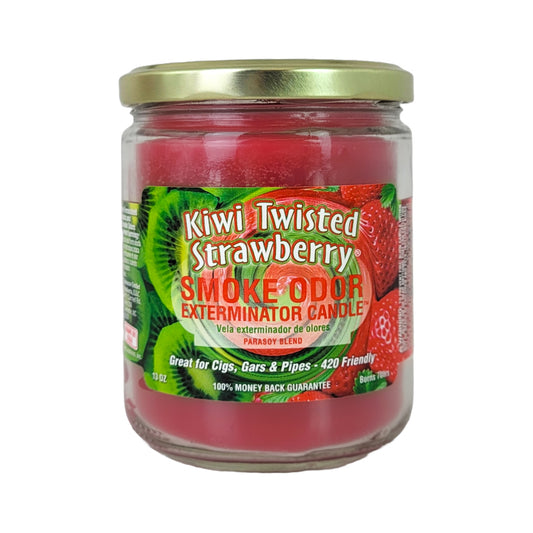 Kiwi Twisted Strawberry 4" Odor Exterminator Glass Jar Candle 13oz